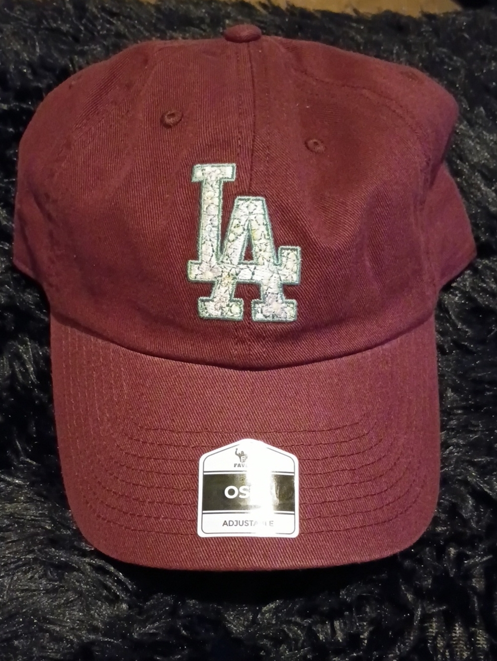 Maroon Baseball Cap with Embroidered LA Patch